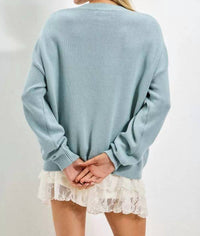Baevely by Wellmade Bunny Sweater in blue - women's sweater - alternate view