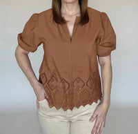 Mahila - Angie Eyelet Border Hem Blouse