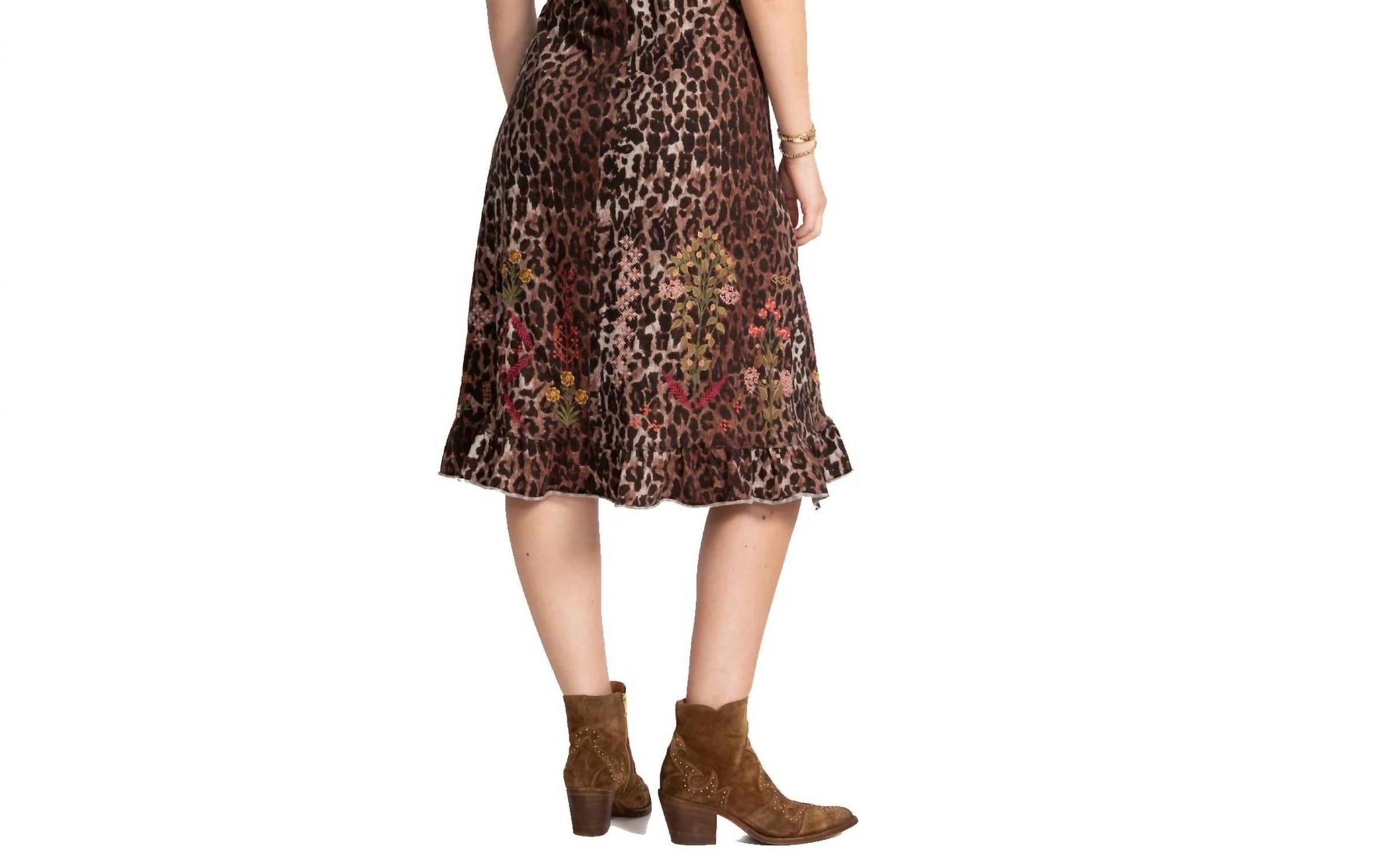 Johnny Was - Leopard Print and Floral Embroidery Midi Dress