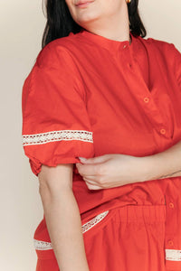 Bobo Choses - Contrast-trim Puff Sleeve Shirt
