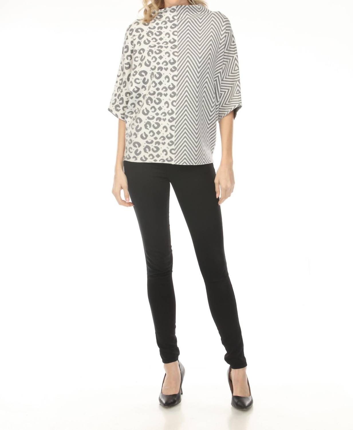 Joseph Ribkoff - Mix Pattern Boxy Sweater Top