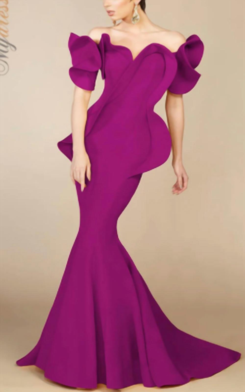 Mnm Couture - Crepe Ruffle Gown