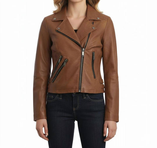 Latte Black - Faux Leather Moto Jacket