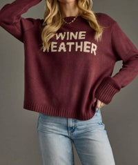 Panache Apparel Wine Weather Sweater in merlot - women's sweater - alternate view