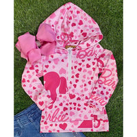 Aier Wholesale - Girl's Barbie Hearts Quarter Zip Hoodie