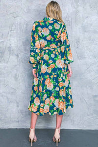 Flying Tomato - Printed Woven Midi Shirt Dress