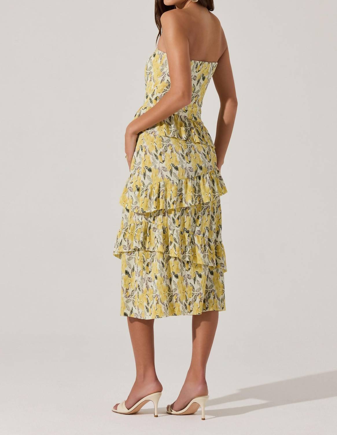 Astr - Asymmetrical Tiered Ruffle Midi Dress
