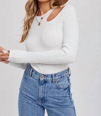 Bluivy - Cutout Shoulder Ribbed Top