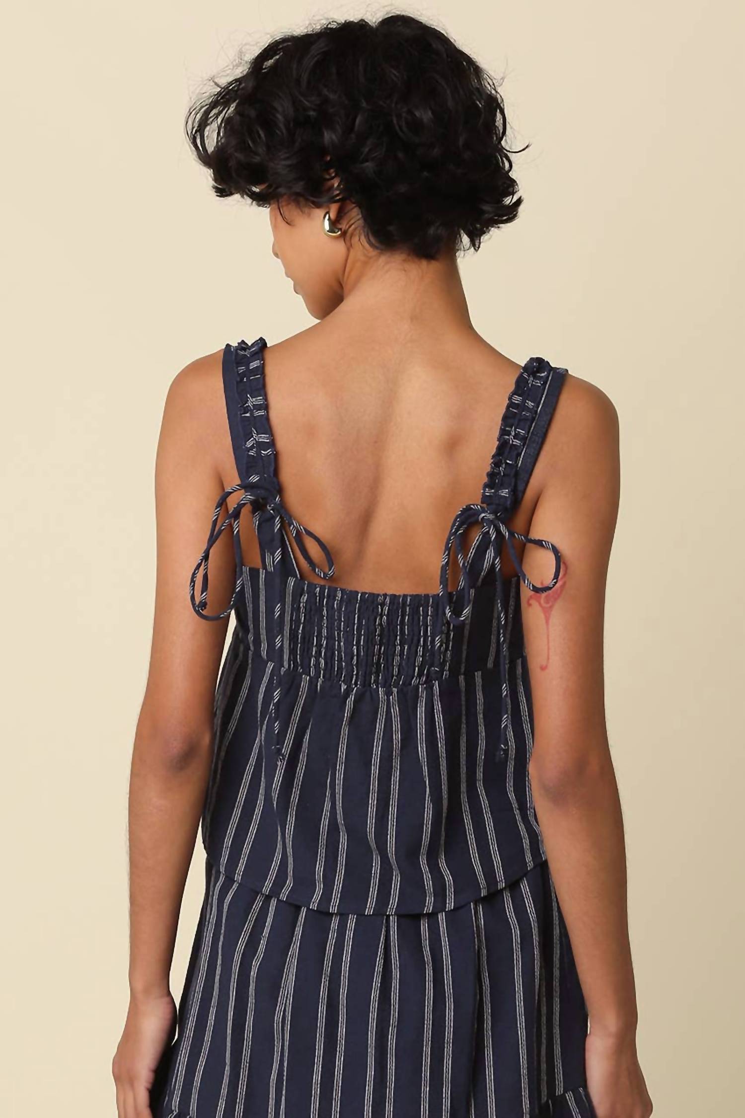 Olivaceous - Jaden Ruffle Trim Tie Top