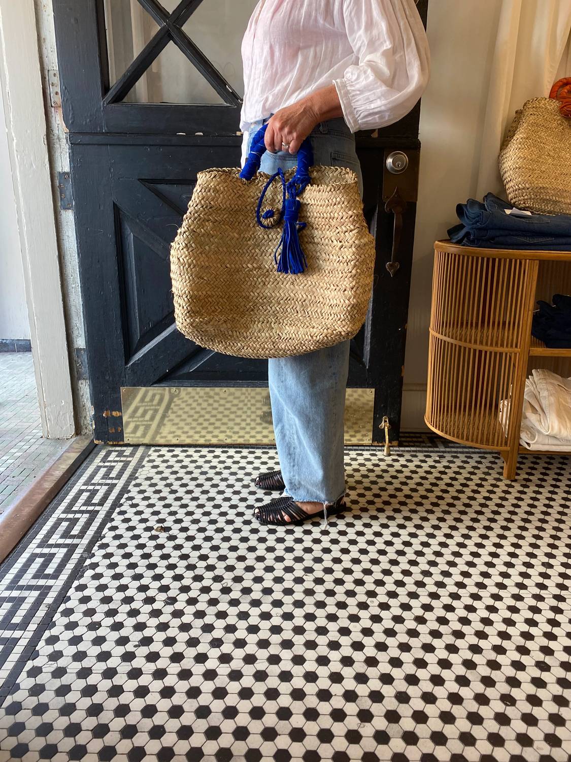 Panier Des Sens - Straw Tote Bag With Leather Straps