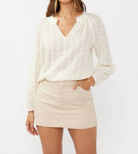 Lovestitch - Embroidered Floral Eyelet Long Sleeve Blouse