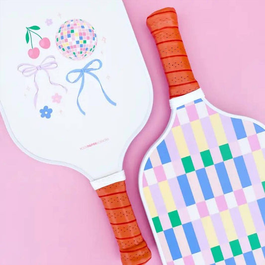 Rock Paper Scissors - Women's Disco Ball And Bows Pickleball Paddle