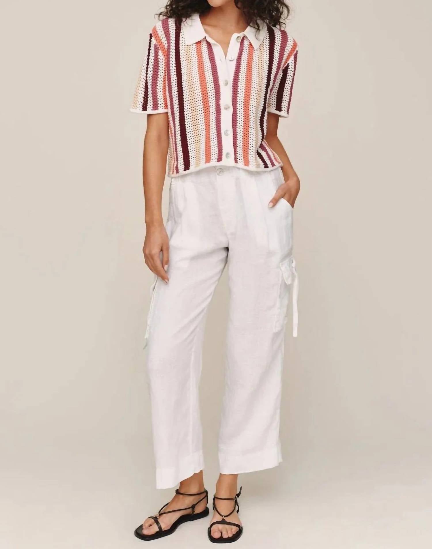 Bella Dahl - Short Sleeve Open Knit Button Down Top