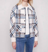 Charlie B - Short Plaid Knit Jacket