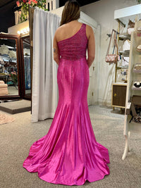 Faviana - Beaded One Shoulder Long Dress