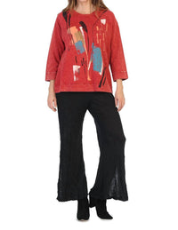 Jess & Jane - Brush Strokes Mineral Washed French Terry Cotton Top