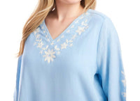Karen Kane - Bracelet Sleeve Embroidered Asymmetric Top - Plus Size