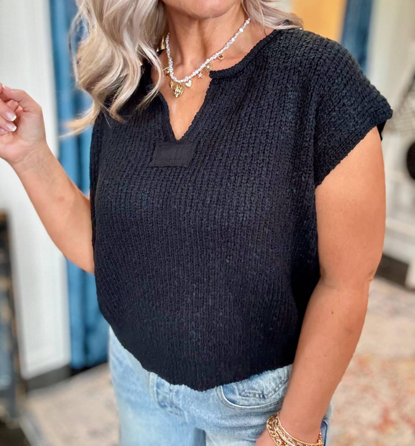 Ee:Some - Cap Sleeve Knit Sweater