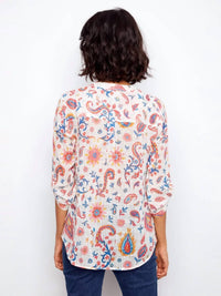 Charlie B - Roll Up Sleeve Cotton Gauze Blouse