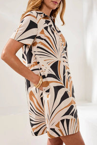 Tribal - Short Sleeve 1/2 Button Placket Dress