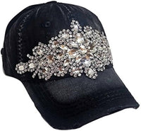 Olive & Pique - Glitz Distressed Baseball Cap With Rhinestones