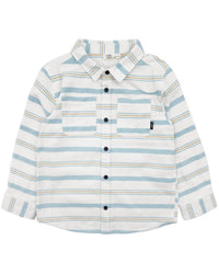feather 4 arrow Sundown Stripe Flannel Shirt in ivory - kids' shirt - detail view