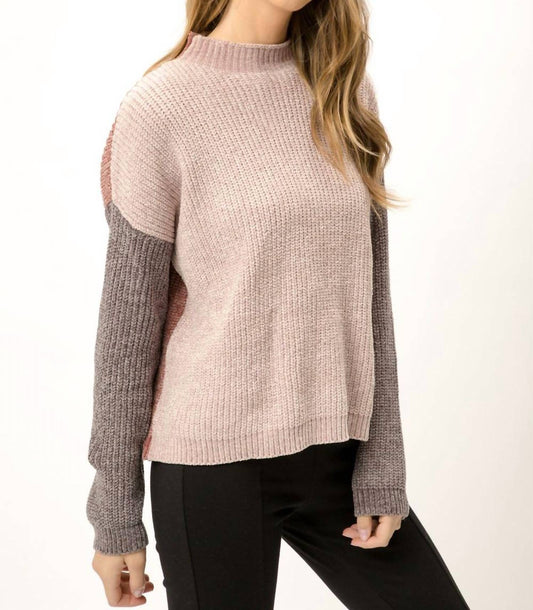 Mock Neck Colorblock Sweater