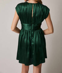 Le Lis - Round Neck Sleeveless Satin Ruched Fit And Flare Mini Dress