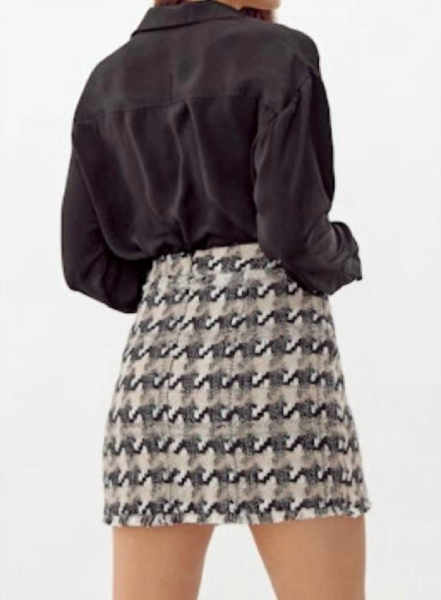 Greylin - Lenny Houndstooth Tweed Mini Skirt