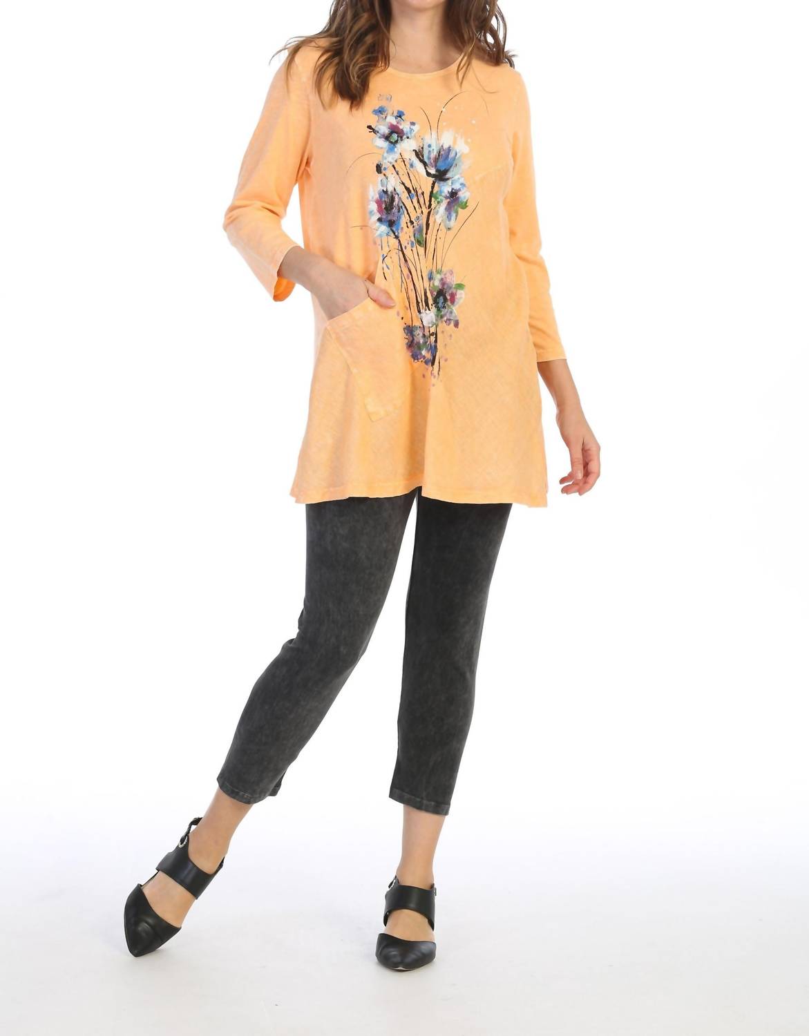 Jess & Jane - Felicity Mineral Washed Cotton Top with Linen Contrast