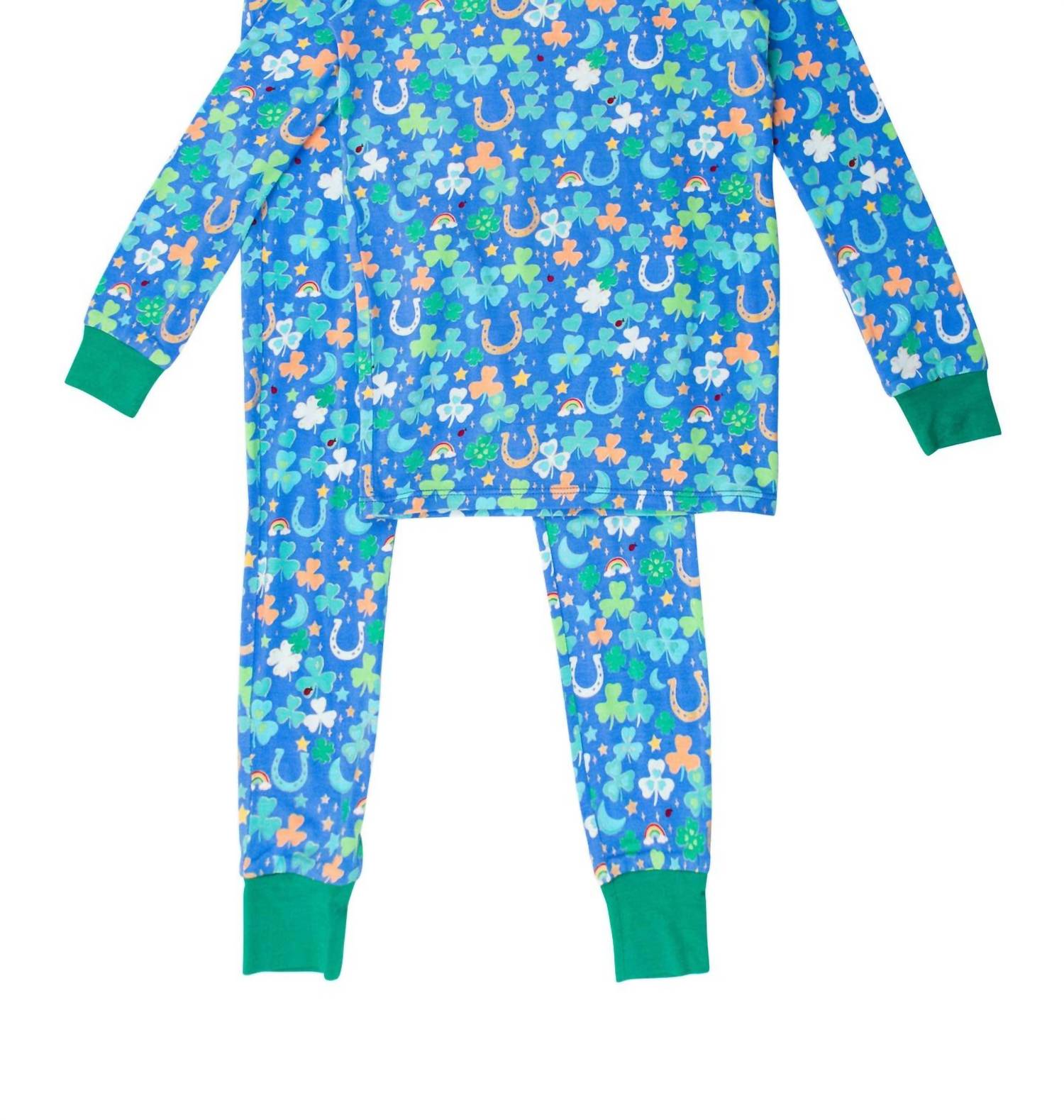 RuffleButts Boy's Softsnooze Lucky Day Long Sleeve Pajama Set in blue - kids' sleepwear