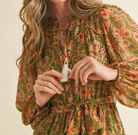 En Merci - Exclusive Floral Print Belted Midi Dress