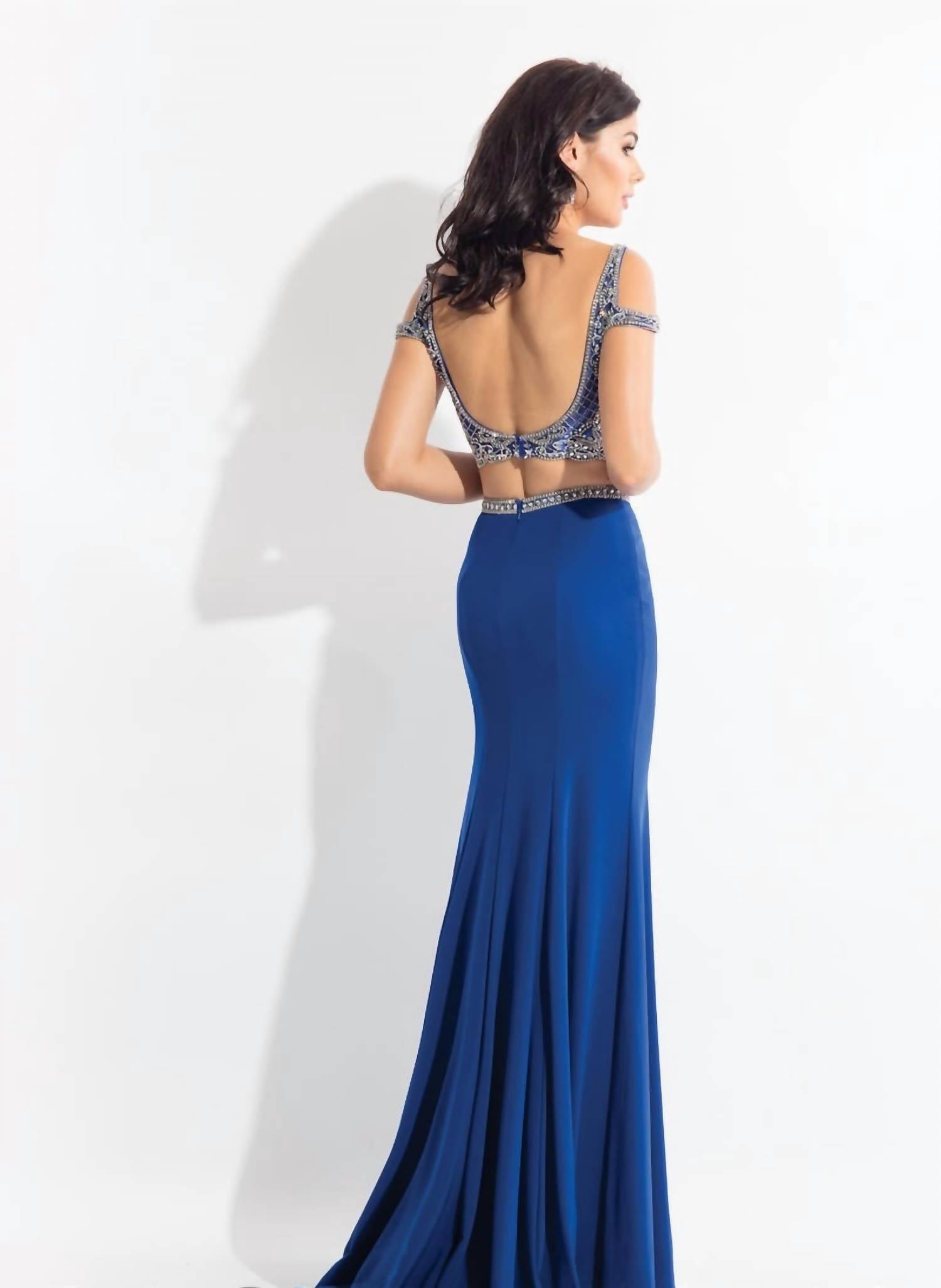 Rachel Allan - Embellished Jersey Two-piece Evening Gown