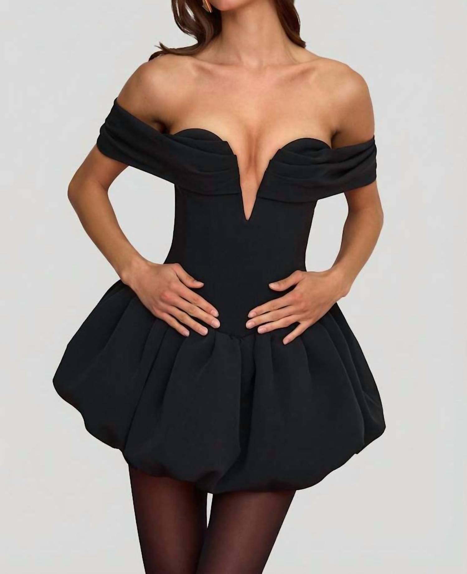 Oh Polly - Jessamy Off Shoulder Corset Bubble Hem Mini Dress