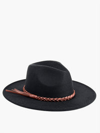 Debbie Braided Trim Wide Brim Fedora Hat