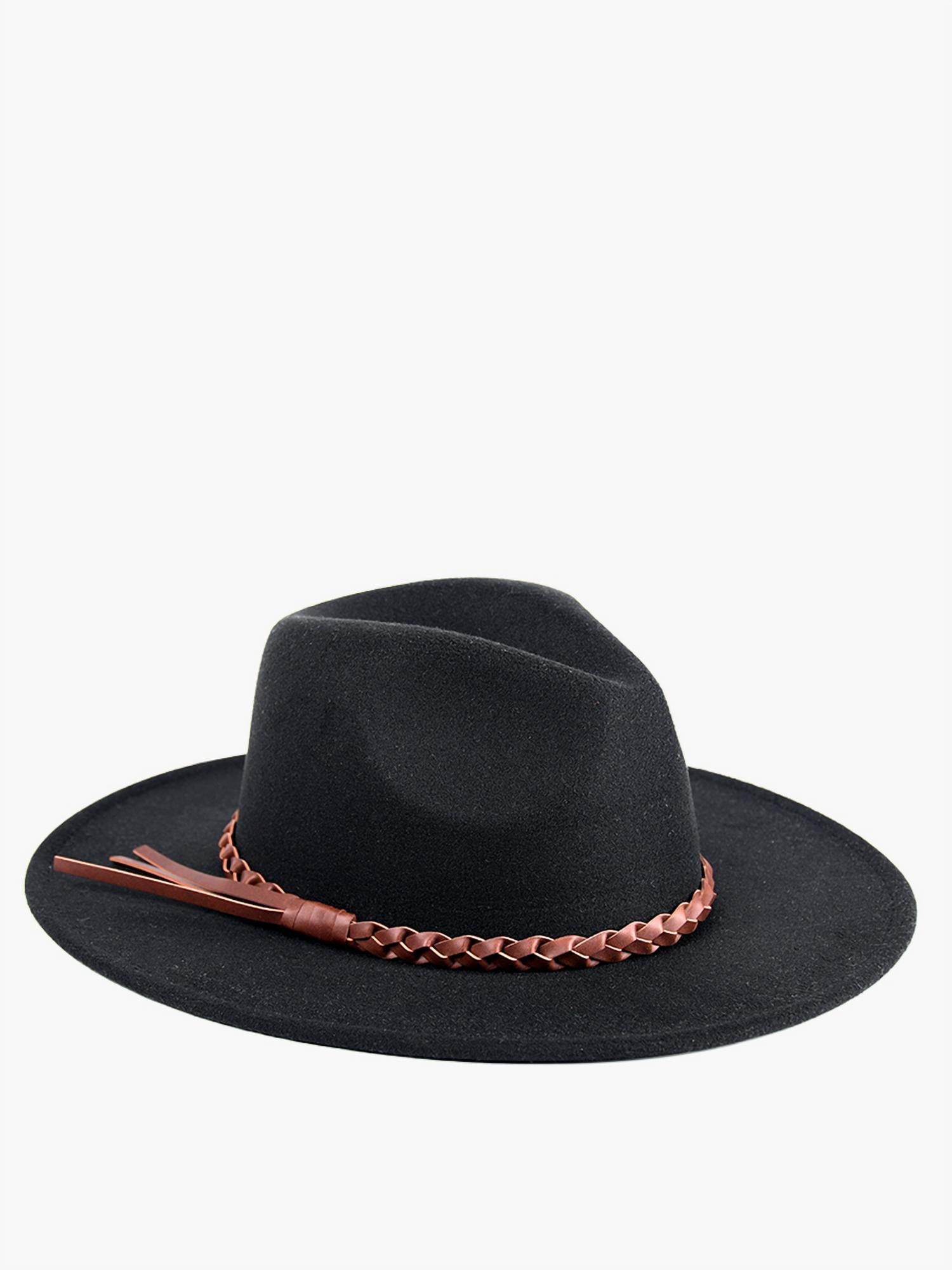 Debbie Braided Trim Wide Brim Fedora Hat