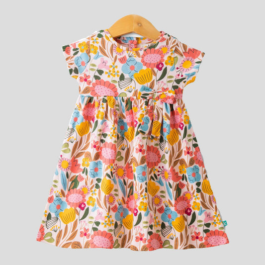 Jus Cubs - Toddler's Charming Floral Dress with Bow