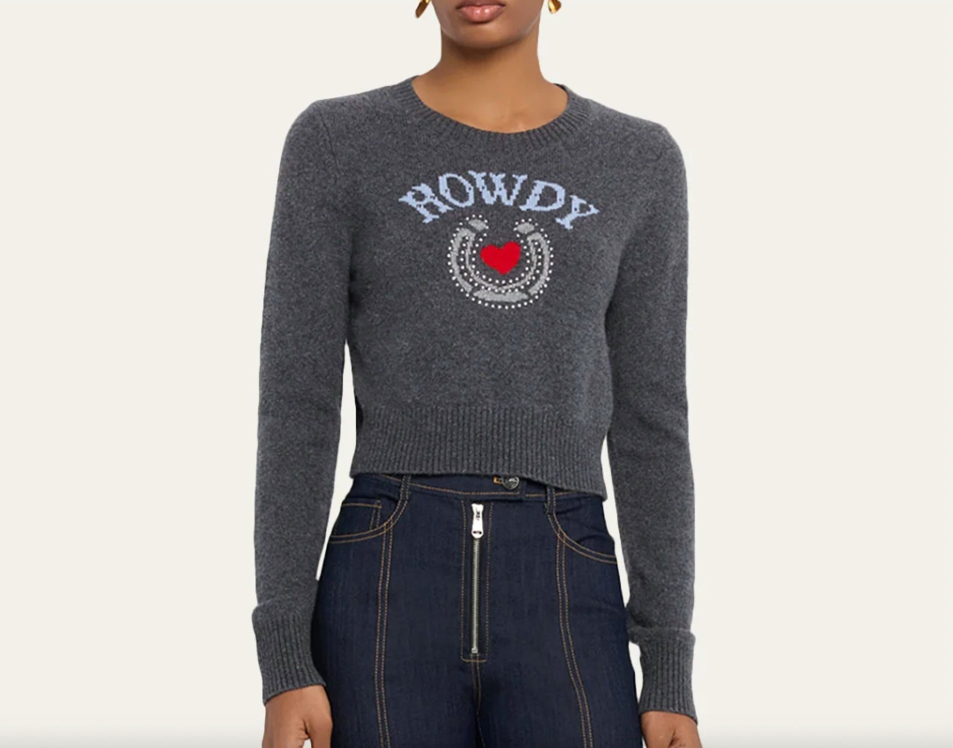 Cinq A Sept - Cropped Graphic Howdy Sweater