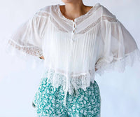Free People - Bali Midnight Rain Lace Trim Top