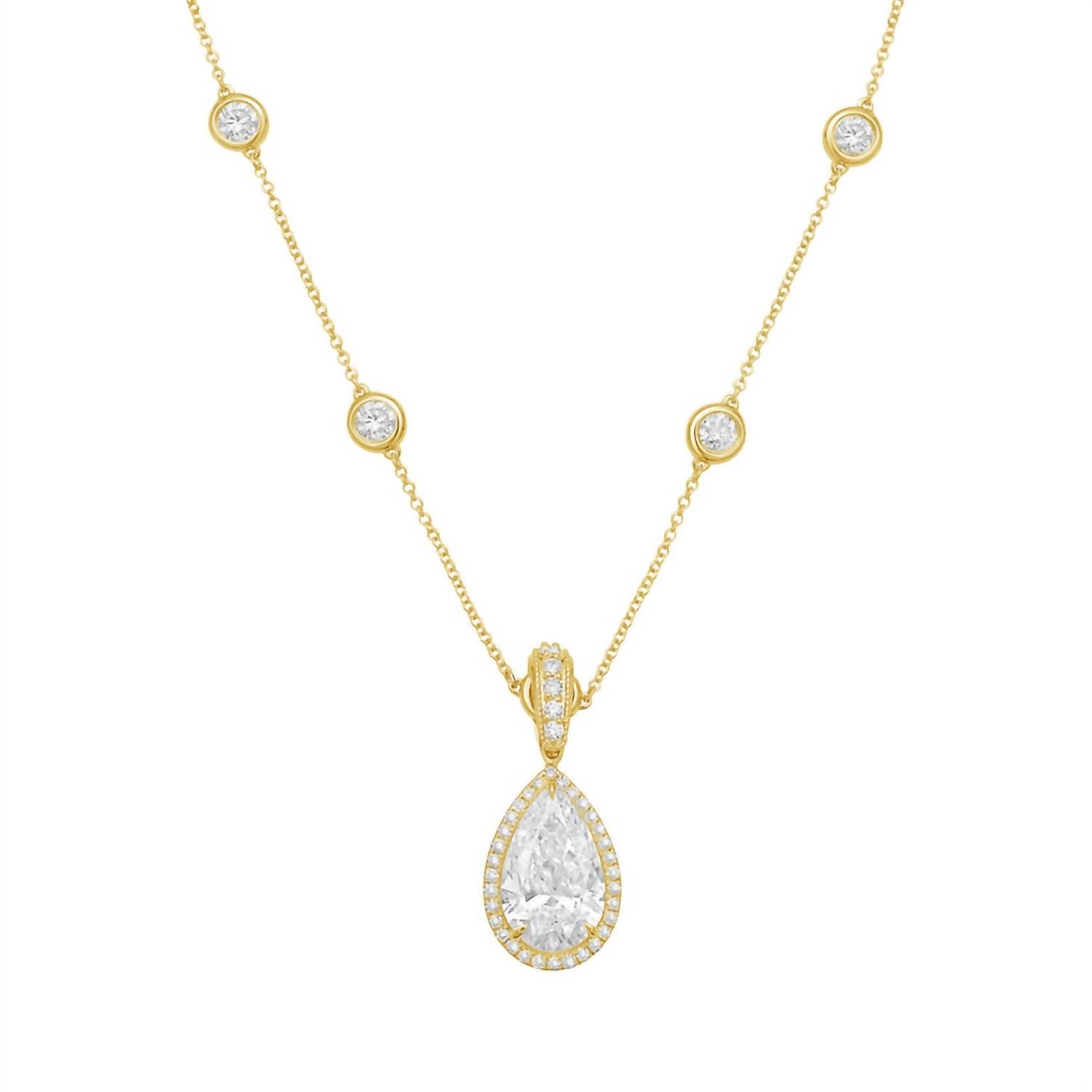 Diana M Jewels - Women's Pear & Round Lab-Grown Diamond Pendant Necklace (6.00 Ct) - Elegant