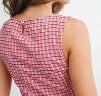 Buttermelon - Lattice Drawstring Check Mini Dress