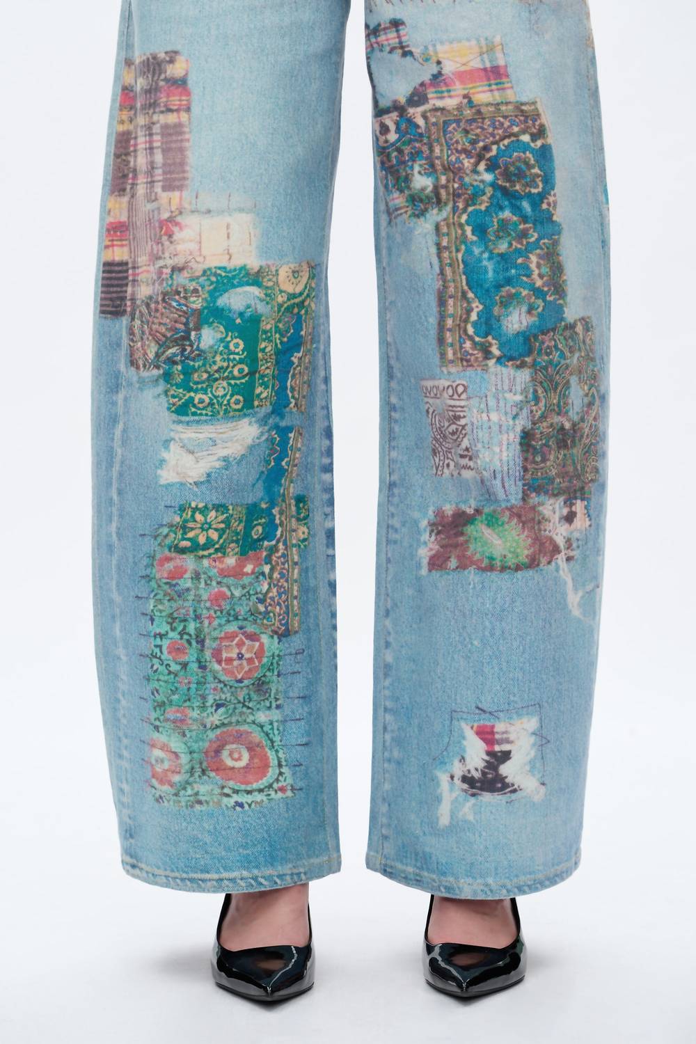Bayeas High Rise Patchwork Barrel Leg Jeans in light blue - women's jeans - view 8