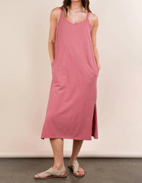 Very J - V-Neck Sleeveless Casual Comfy Midi Dress