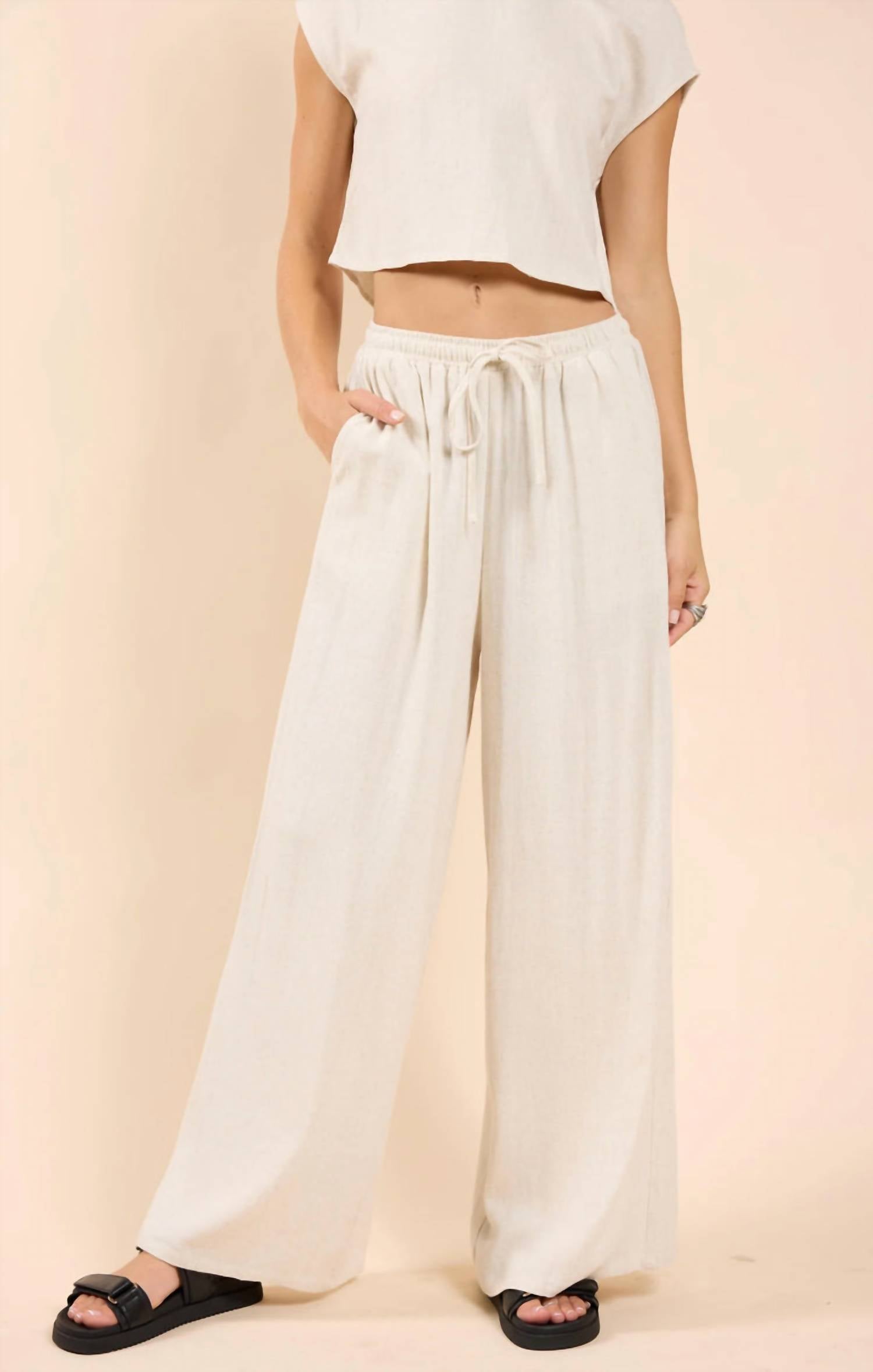 Sadie & Sage - Sugarloaf Elastic Waist Pants With Lining