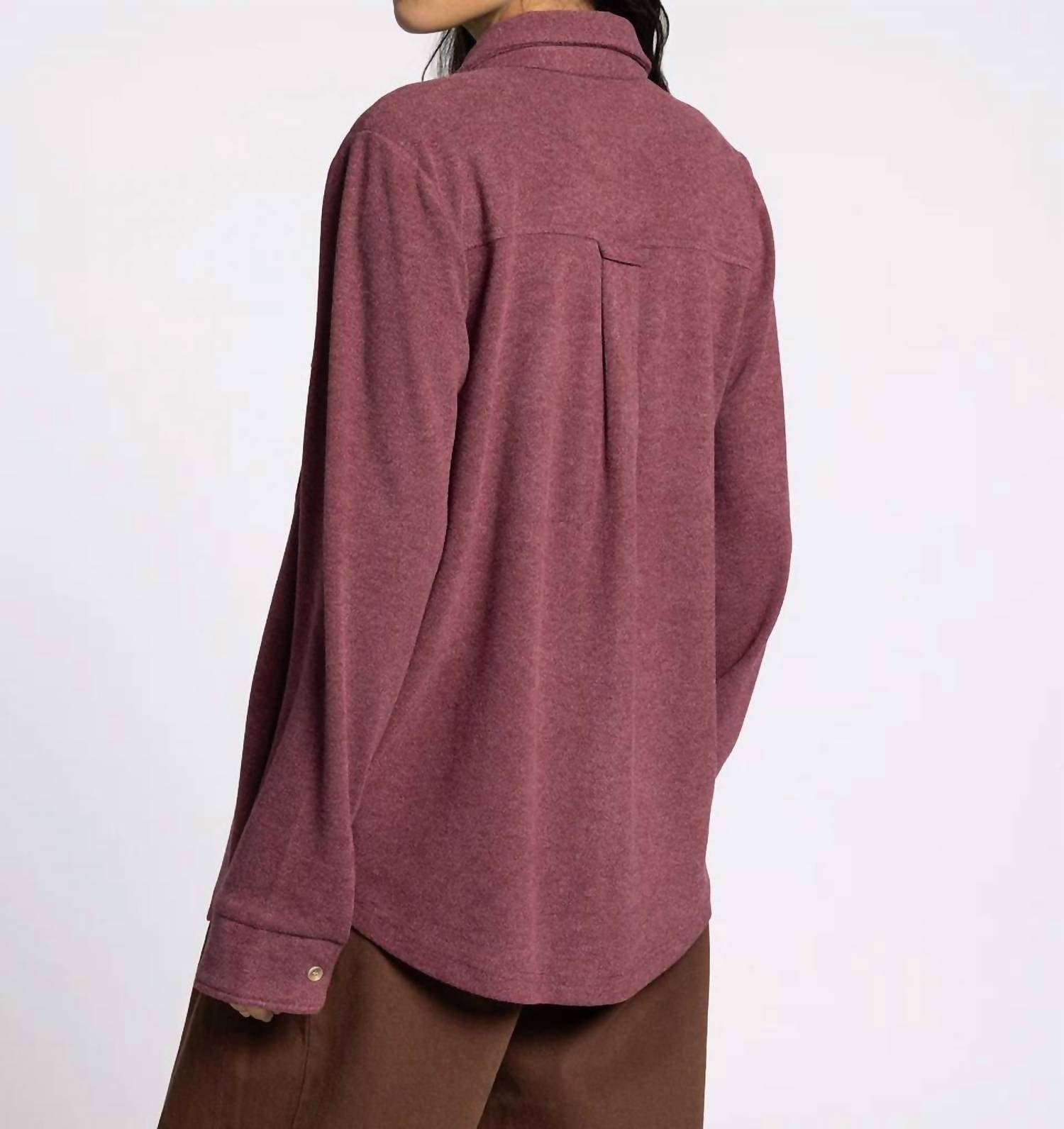 Thread & Supply Cassian Shirt in deep ruby - women's shirt - detail view