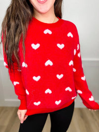 Adora - Spinning Hearts Knit Long Sleeve Sweater Top