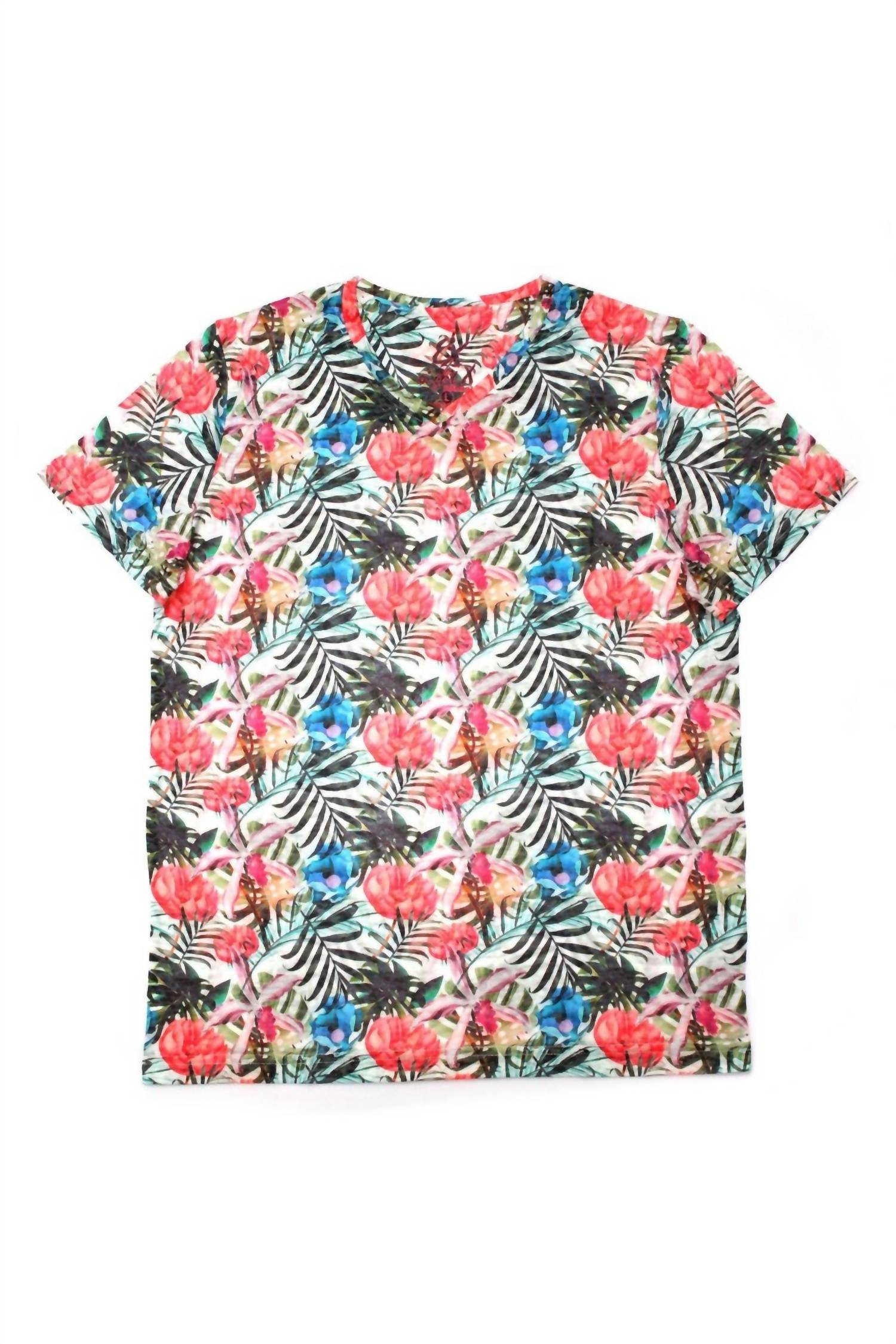 Eight X - Pop Floral Print V-neck T-shirt