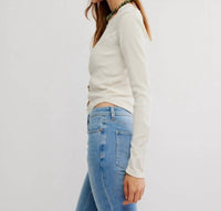 Free People Butterfly Cuff Top in sugar swizzle - women's long sleeve top - detail view