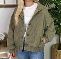 Blu Pepper - Washed Quilted Button Down Jacket