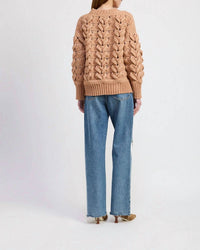 En Saison Elizabeth Cable Sweater in beige - women's sweater - detail view
